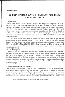 and word order - Sri Lanka Journal of Humanities