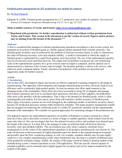 Finished goods management for JIT production: new models for