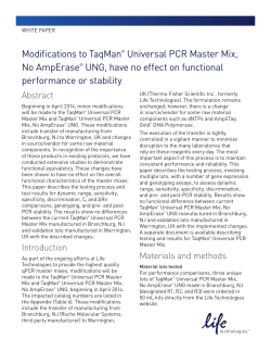Modifications to TaqMan&reg; Universal PCR Master Mix, No AmpErase