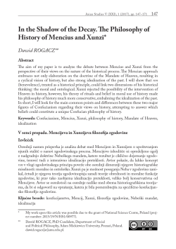 In the Shadow of the Decay. The Philosophy of History of Mencius