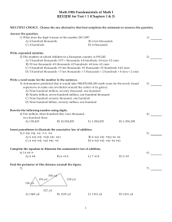 Math 0306 Fundamentals of Math I REVIEW for Test # 1 (Chapters 1