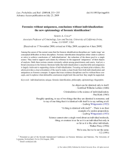 the new epistemology of forensic identification