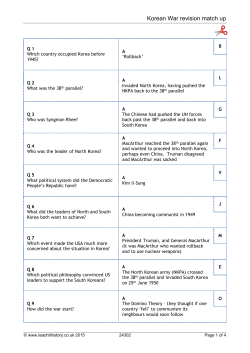 Korean War revision match up