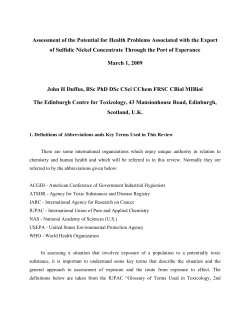 Assessment of the Potential for Health Problems