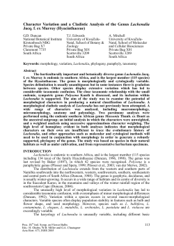 character variation and a cladistic analysis of the genus lachenalia