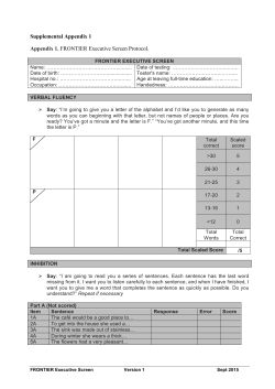 Supplemental Appendix 1 Appendix 1. FRONTIER Executive Screen