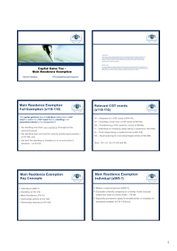 Main Residence Exemption Full Exemption