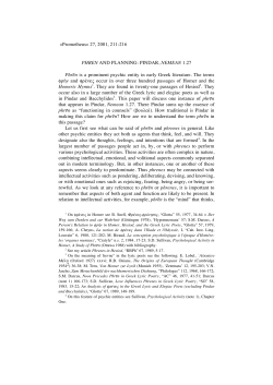 Prometheus&raquo; 27, 2001, 211-216 PHREN AND PLANNING: PINDAR