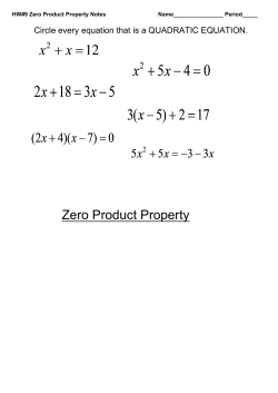 HW#9 Zero Product Property Notes