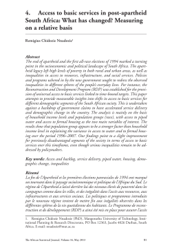4. Access to basic services in post-apartheid South Africa