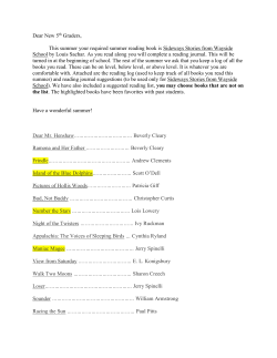 Grade 5 Reading List - St. Francis de Sales Catholic School