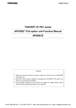 TOSVERT VF-PS1 Series APOGEE FLN Option Unit Function Manual