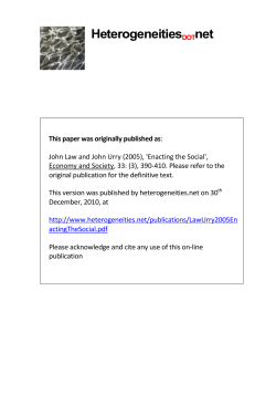 Enacting the Social - Heterogeneities: John Law`s Home Page