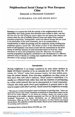 Neighbourhood Social Change in West European Cities: Sixteenth