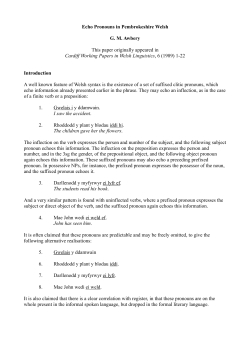 Echo Pronouns in Pembrokeshire Welsh GM Awbery This