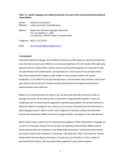 1 `Clear` vs. `woolly` language use in political speeches: the case of