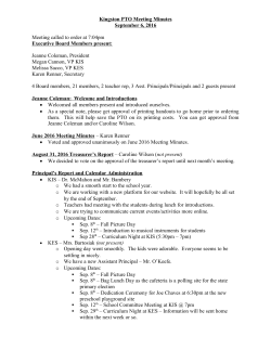 Kingston PTO Meeting Minutes September 6, 2016 Meeting called to