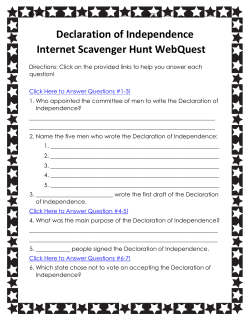 Declaration of Independence Internet Scavenger Hunt WebQuest