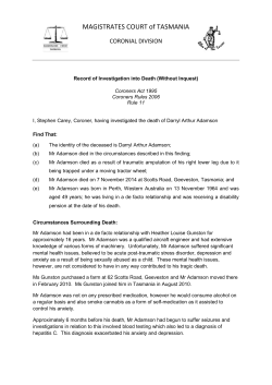 Adamson, Darryl - Magistrates Court of Tasmania