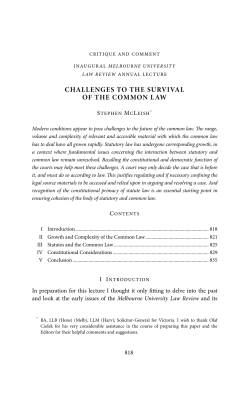 Challenges to the Survival of the Common Law