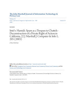 Intel v. Hamidi: Spam as a Trespass to Chattels