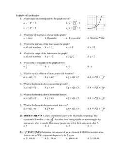 Units 9/10 Test Review 1. Which equation corresponds to the graph