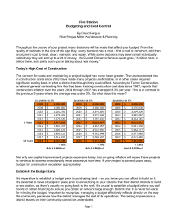 Fire Station Budgeting and Cost Control