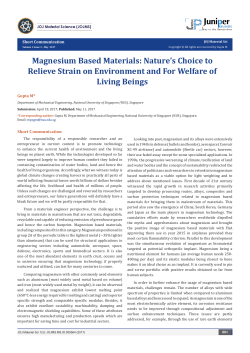 Magnesium Based Materials