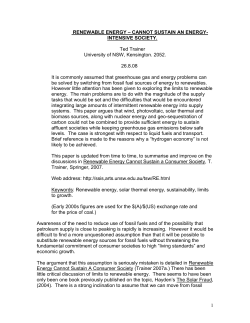 1 RENEWABLE ENERGY – CANNOT SUSTAIN