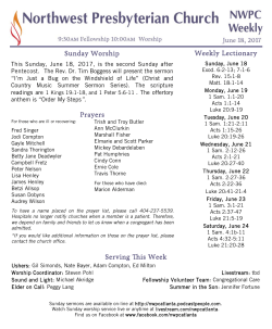 NWPC Weekly/Bulletin - Northwest Presbyterian Church