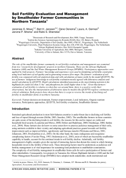 Soil Fertility Evaluation and Management by Smallholder Farmer