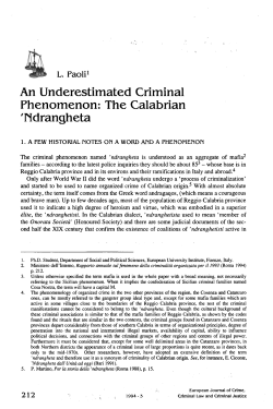 The Calabrian `Ndrangheta 1. A FEW HISTORIAL 1`IOTES Ori A