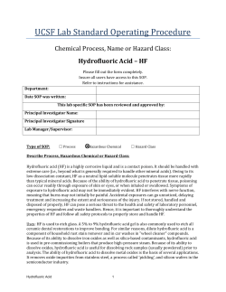 Hydrofluoric Acid, SOP