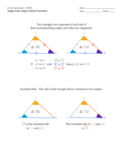 Angle‐Side‐Angle (ASA) Postulate