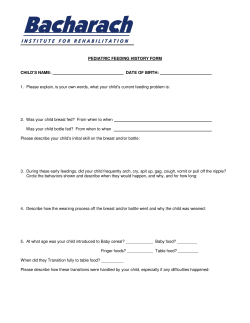 PEDIATRIC FEEDING HISTORY FORM CHILD`S NAME: DATE OF