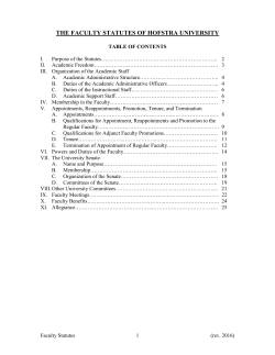 THE FACULTY STATUTES OF HOFSTRA UNIVERSITY