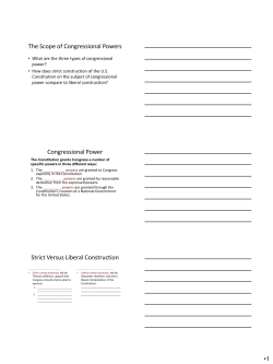 The Scope of Congressional Powers
