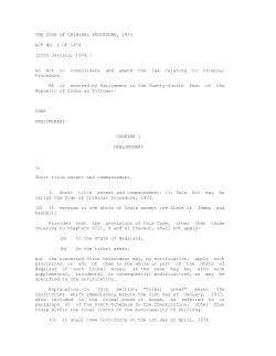 THE CODE OF CRIMINAL PROCEDURE, 1973 ACT NO. 2 OF 1974