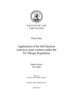 Application of the full-function criteria to joint ventures under the EU