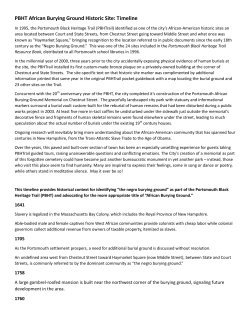 PBHT African Burying Ground Historic Site: Timeline