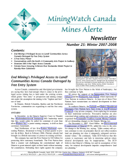 MiningWatch Canada Newsletter Number 25: Winter 2007-2008