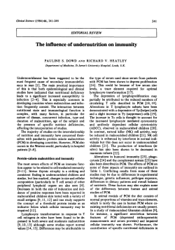 The Influence of Undernutrition on Immunity