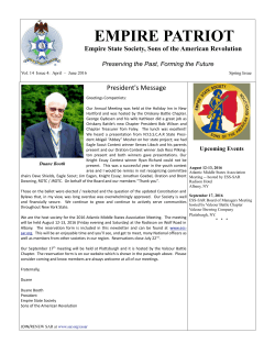 Spring, 2016 - Empire State Society, SAR