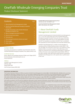OnePath Wholesale Emerging Companies Trust