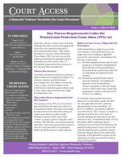 March 2010 - Pennsylvania Coalition Against Domestic Violence