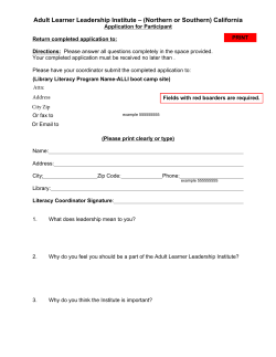 Adult Learner Leadership Institute &ndash; (Northern or Southern) California
