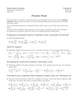 Practice Final - Stony Brook Mathematics