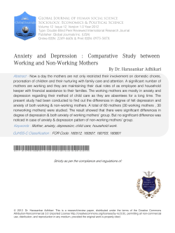 Anxiety and Depression : Comparative Study Between Working and