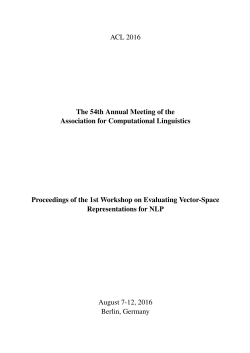 Proceedings of of the 1st Workshop on Evaluating Vector Space