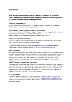Attendance IMPORTANT INFORMATION FOR STUDENTS ON